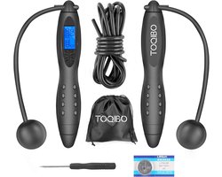 SnelShoppen - TOQIBO Springtouw Speed Jump Rope Klittenvrij Verstelbaar Touw met Digitaal Calorieteller, Ideaal voor Fitness, Vetverbranding en Boksen