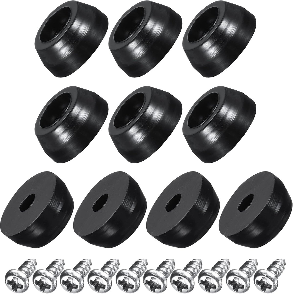 sourcing map 100 stuks ronde rubberen voetjes roestvrij stalen schroeven en sluitring antislip 11 mm breedte x 5 mm hoogte voor meubelelektronica