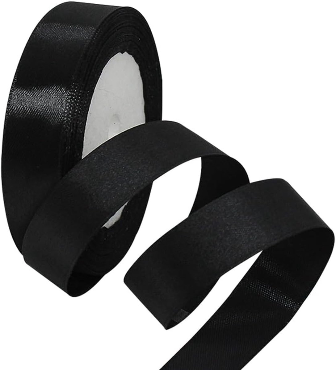 Satijnband, 22 meter zwart 20mm breed stoffenlint voor Halloween Kerstmis, DIY handwerk, bloemstukken, naaiprojecten, lintmaken, verjaardags- en huwelijksdecoraties