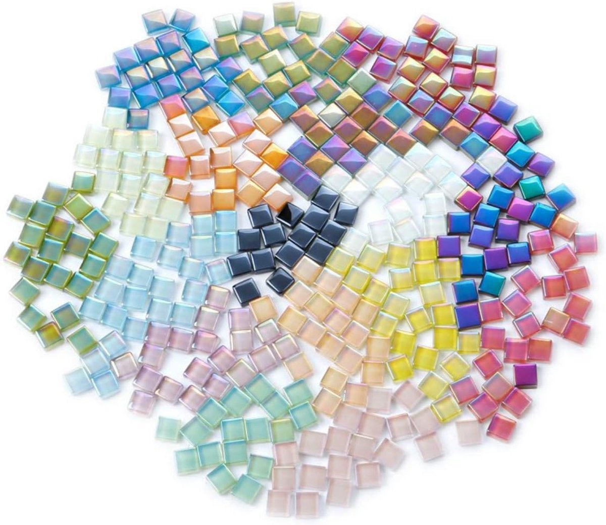 Gemengde Kleur Kristal Mozaïek Tegels, 200 stks/zak Vierkante Glas Mozaïek Tegels voor DIY Ambachten Leverancier Laser Kristal Mozaïek Tegel Creatieve Kunst Materiaal (Mix Kleur