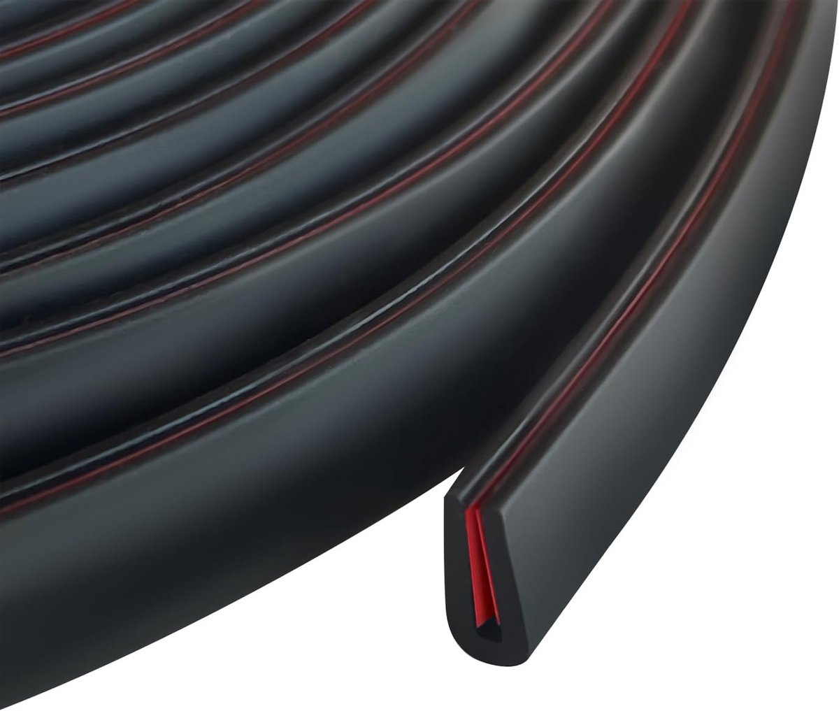 Rubberen rand, 1 mm, U-kanaalrand, geschikt voor 0 mm tot 2 mm, randbescherming voor plaat, lengte 31 m, kleur zwart