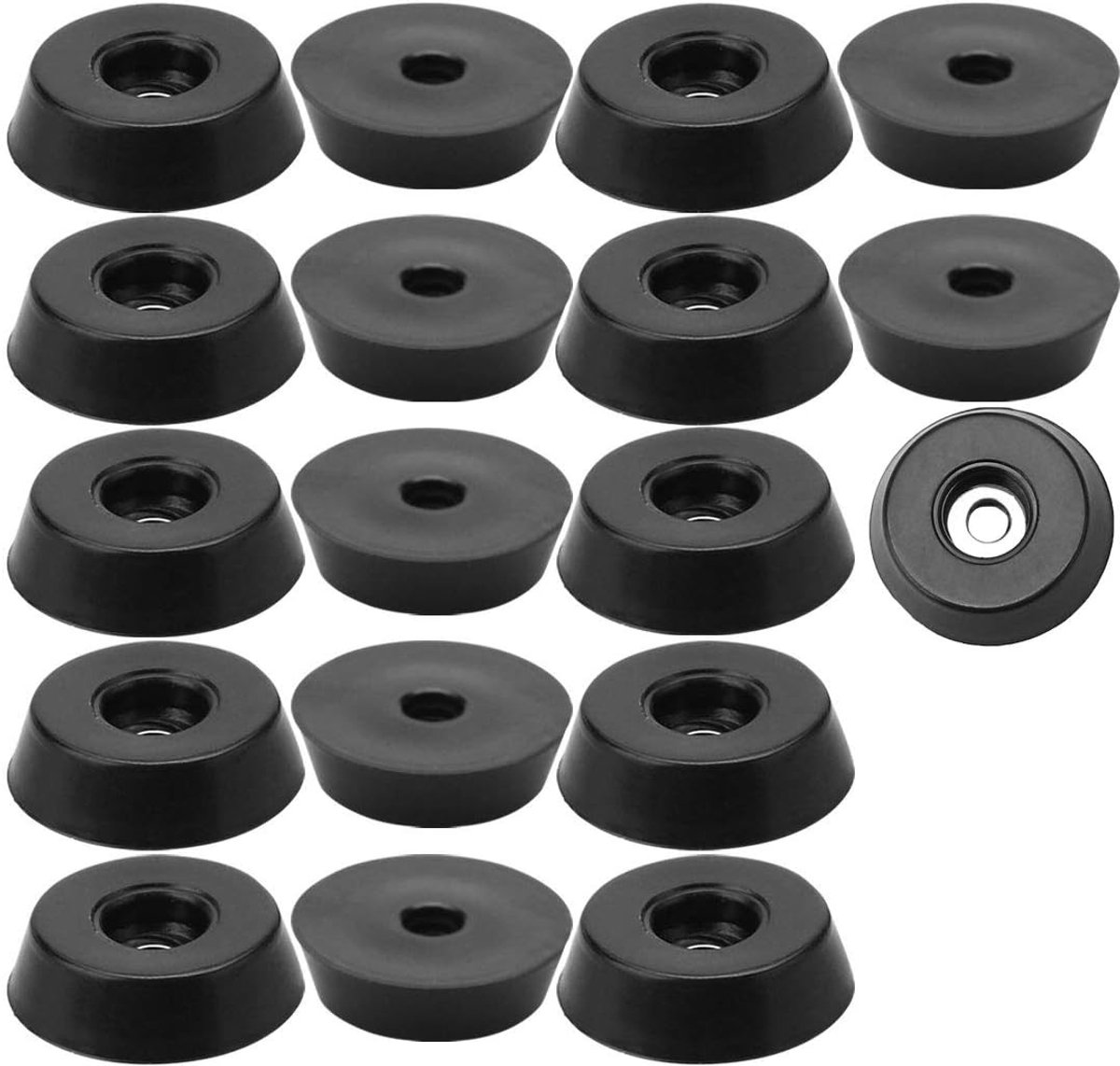 sourcing map 18 stuks. Rubberen voeten, bumper, kast, beenbeschermer met metalen schijf D18 x 15 x H5 mm D18x15xH5mm