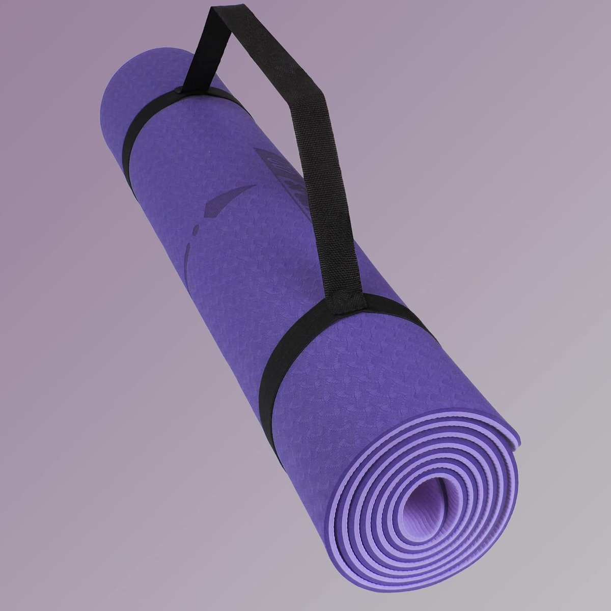 89838, Yoga en Gymnastiek Mat, met Positioneer Lijnen, Natuurlijk Rubber, Dikte, Anti-Slip Yoga Mat, Pilates en Sport Mat, Dubbellaags 83 x 68 x 0,5 cm (violet)