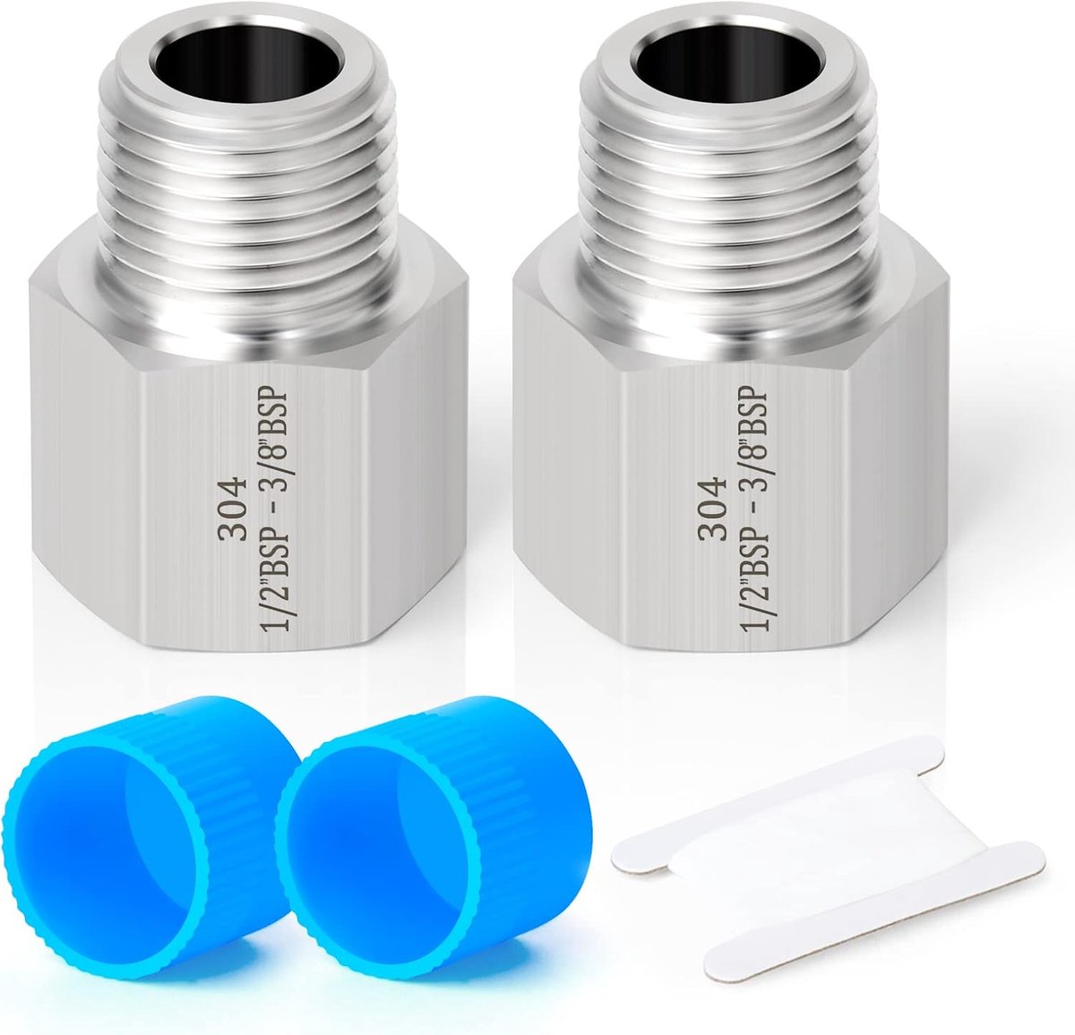 2 Pcs 1/2" Vrouwelijke BSP x 3/8" Mannelijke BSP Draad Gesmeed Rvs Verminderende Hex Connector SUS 304 Buisleidingen