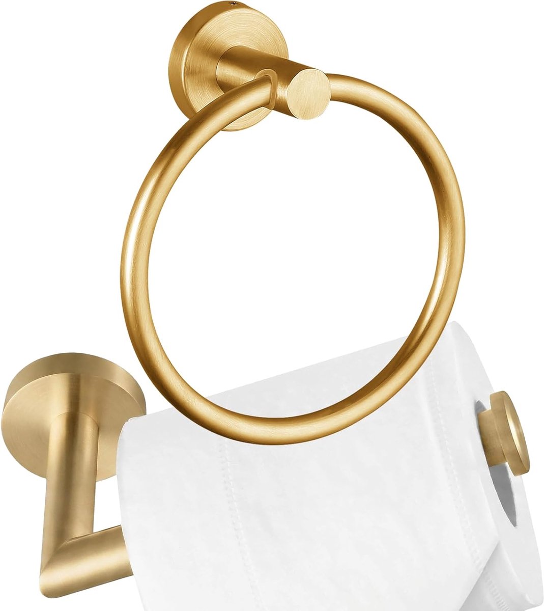 Handdoekhouder en toiletpapierhouder, 2-delige badkamerhardware van roestvrij staal, handdoekhouder en toiletpapierhouder, badkameraccessoires, goud