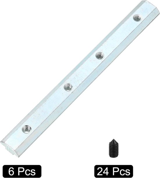 Rechte lijn aansluiting 6 stuks 7,1 inch binnenkoppeling houders met M6 schroeven voor 4040 serie aluminium extrusie T-profiel sleuf 8 mm (zilver) — afbeelding 2