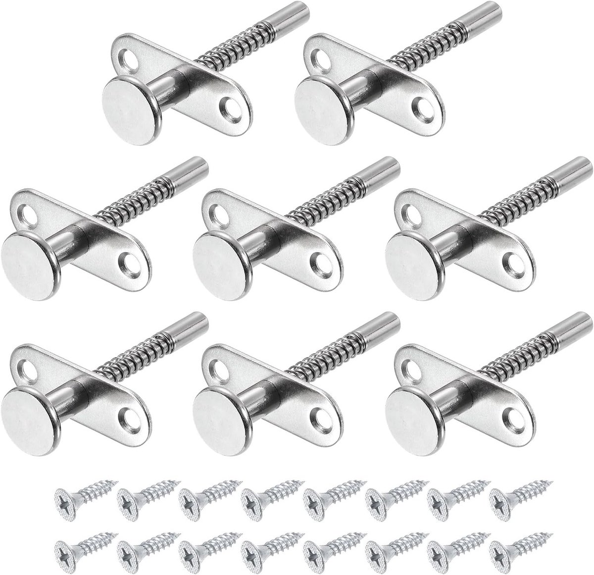 Boutengrendel, 6,5 x 70 mm zuigersluiting, stalen veerbouten voor meubels, kast, bed, deur, 8 stuks