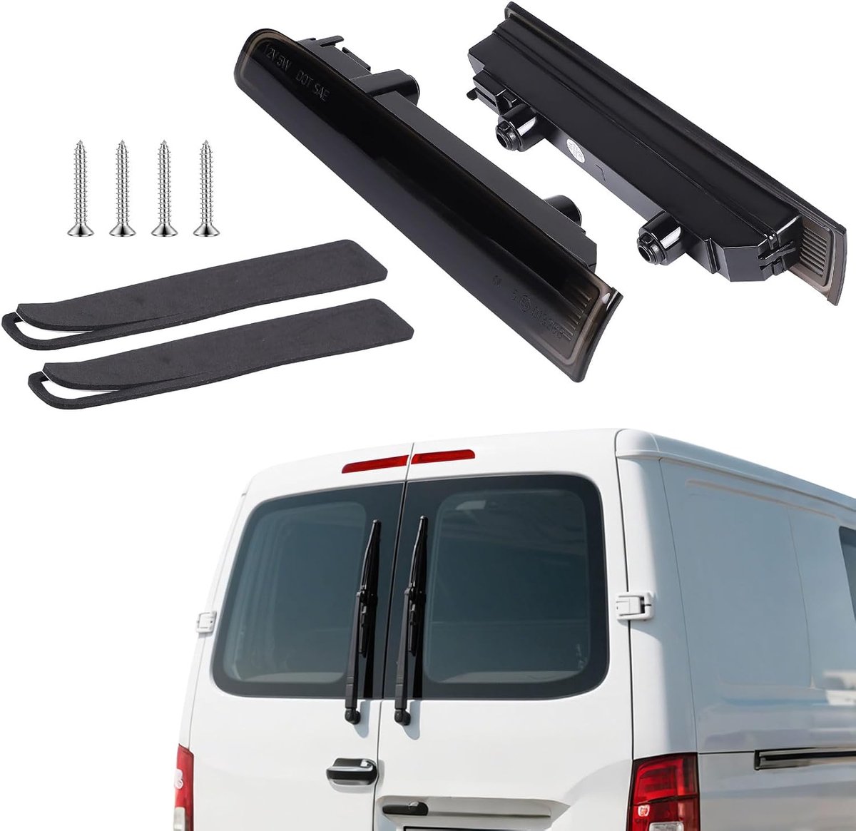Derde remlicht compatibel met VW T5 T6 2003-2016, zwart, modellen met draaideur, 7E0945097E, 7E0945097F