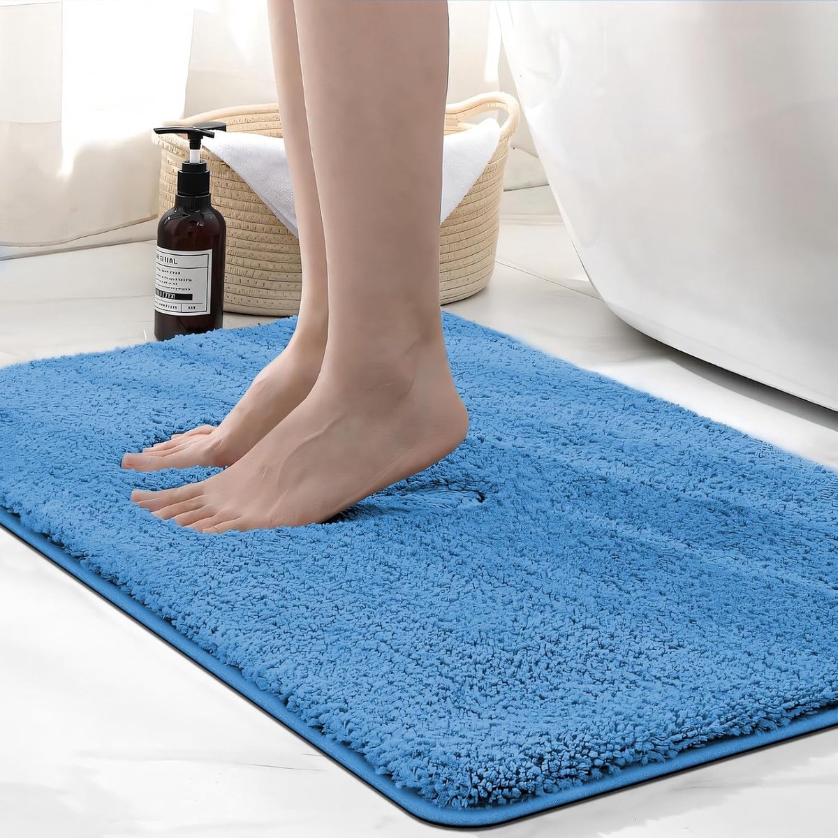 wyewye Badmat van microvezel, 2 cm dik, super absorberend, 50 x 80 cm, mistblauw
