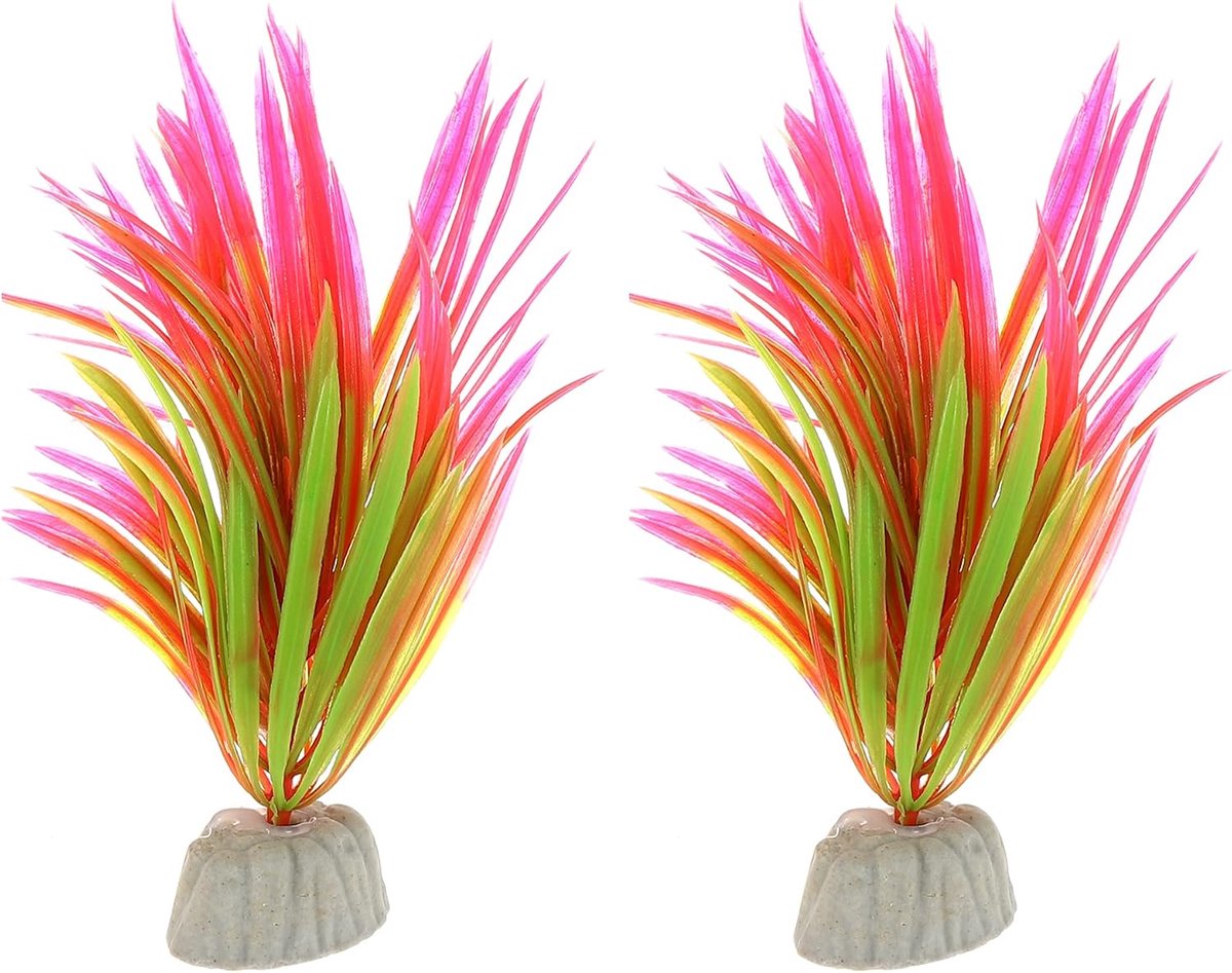 2 stuks aquarium kunststof planten kunstmatige waterplant voor aquarium landschap decoratie roze 13 cm