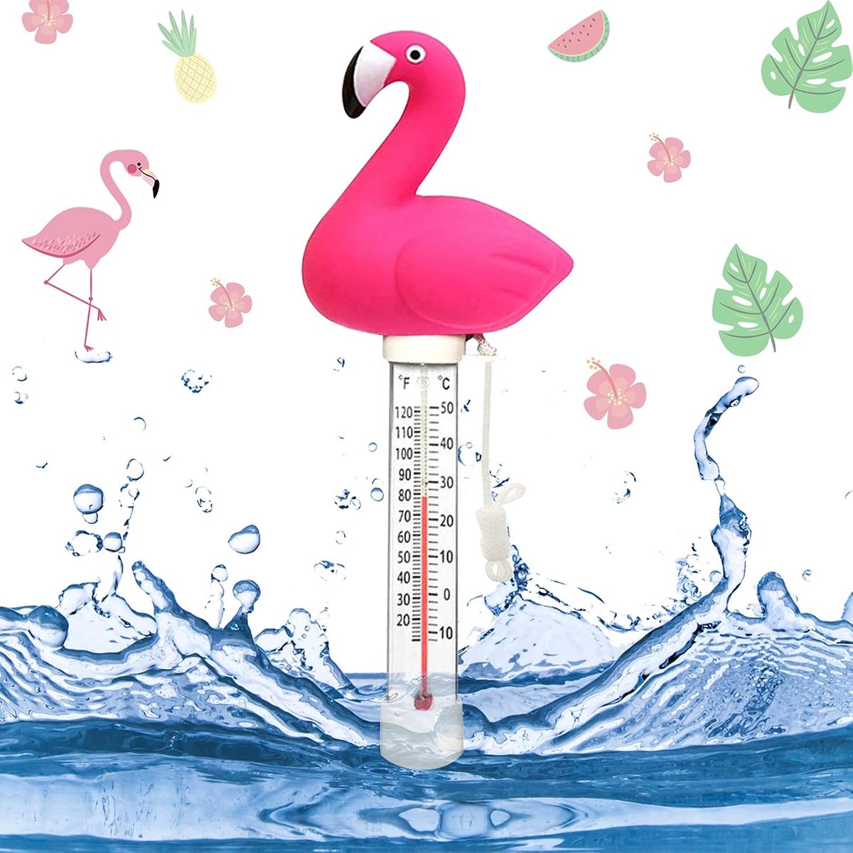 waterthermometer met koord, zwembad- en aquariumthermometer, onbreekbaar voor spa's