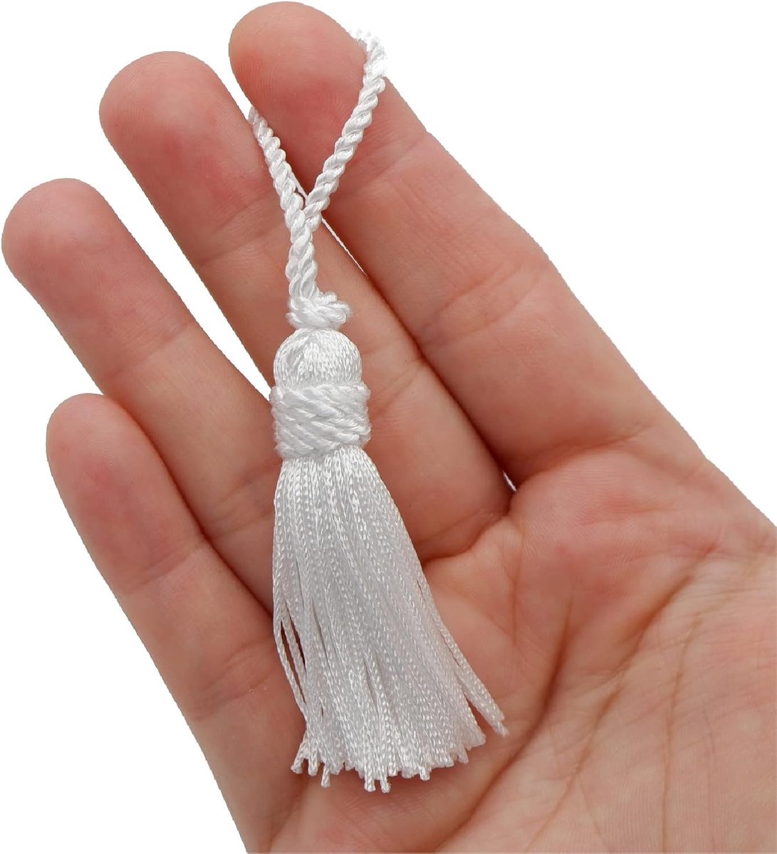 = Cuquillo-Kwastje met Hoofd Vastgebonden. 5cm Lang. 100% Rayon. Zak met 5 Eenheden - (Wit)