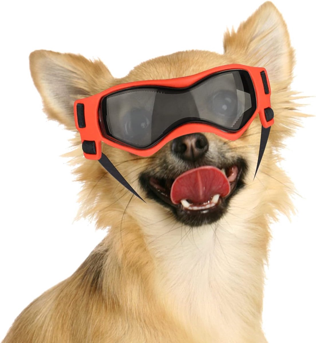 Hondenbril voor kleine honden, uv-bescherming, hondenzonnebril met verstelbare elastiek, winddicht, hondenmotorbril, oranje