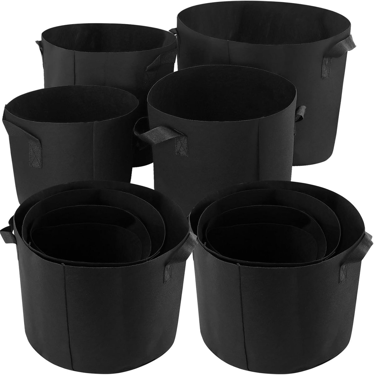 12 stuks stoffen plantenzak van vliesstof, 37 l, 27 l, 20 l, 11 l, stoffen potten, set van verschillende maten, tuinplant, plantenzak, kweekpotten voor aardappelen, tomaten, groenten, kruiden