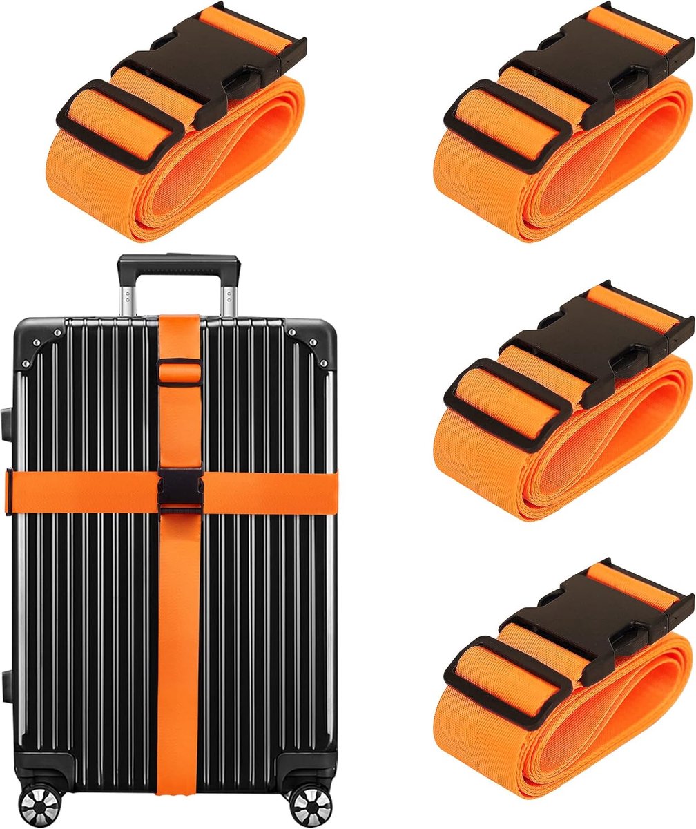 Bagageriemen voor koffers TSA goedgekeurde reisriem, 4 stuks van Chelmon (01 oranje)