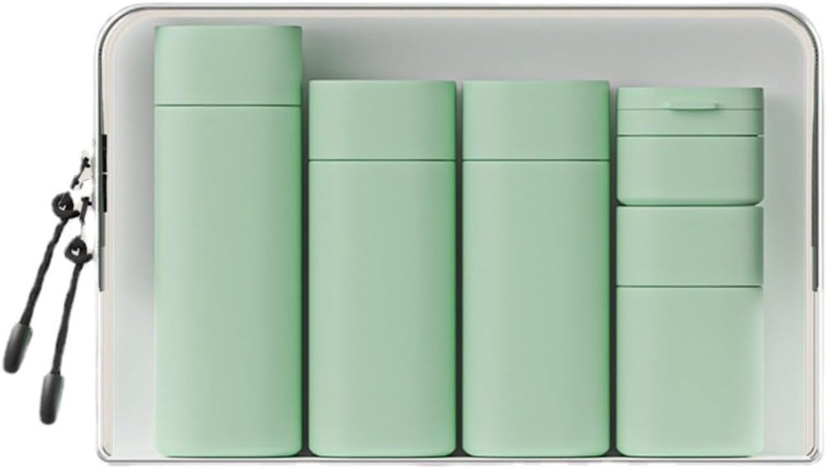 5Pcs Reizen Crème Dispenser Flessen Set Reizen Flessen Toilettas Containers Set, TSA Goedgekeurd, Travel Essentials, Lichtgroen