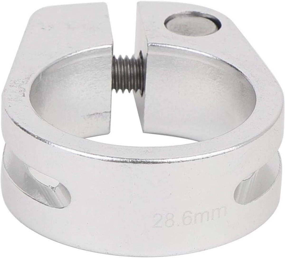 Pijpklem, 28,6 mm aluminiumlegering, bouttype uitlaatpijp, zadelpenklem voor fietsen (zilver)