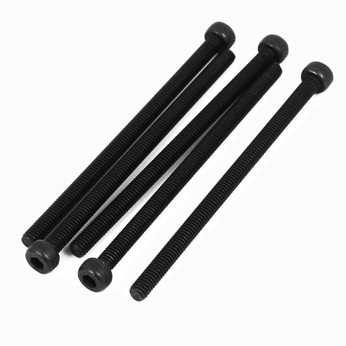 M4x70mm Volledig Draad Hex Socket Hoofd Gekartelde Cap Schroef Bolt Zwart 5 stks