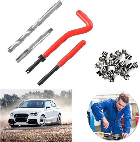 Schroefdraadreparatieset, schroefdraadreparatie M9 X1,25, schroefdraadreparatieset voor schroefspoel, schroefdraadreparatiegereedschap voor autoschroefdraad, 15 stuks — afbeelding 2