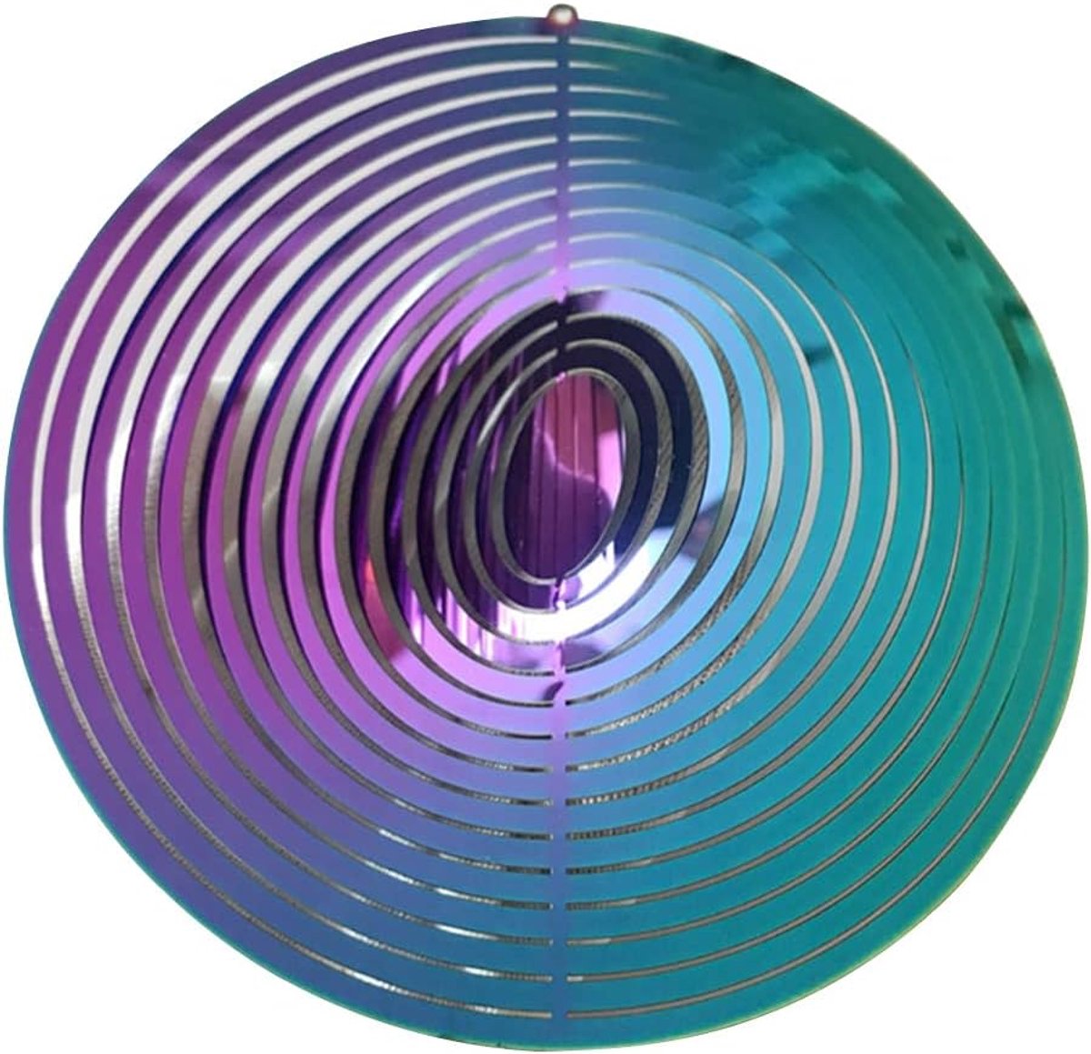 3D Metalen Wind Spinner Roterende Vloeiend Lichteffect Ontwerp Windgong Huis Tuin Decoratie Outdoor Gift Glanzend - Kleur Rond