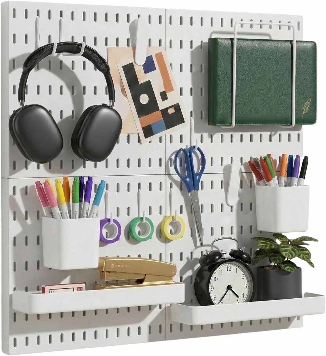Pegboard Combinatieset, Pegboards en Accessoires Modulair Opknoping voor Wandorganizer, Ambachtenorganisatie, Ornamenten Display, Kwekerij Opslag, Peg Board (Wit, 22 ″ × 22 ″)