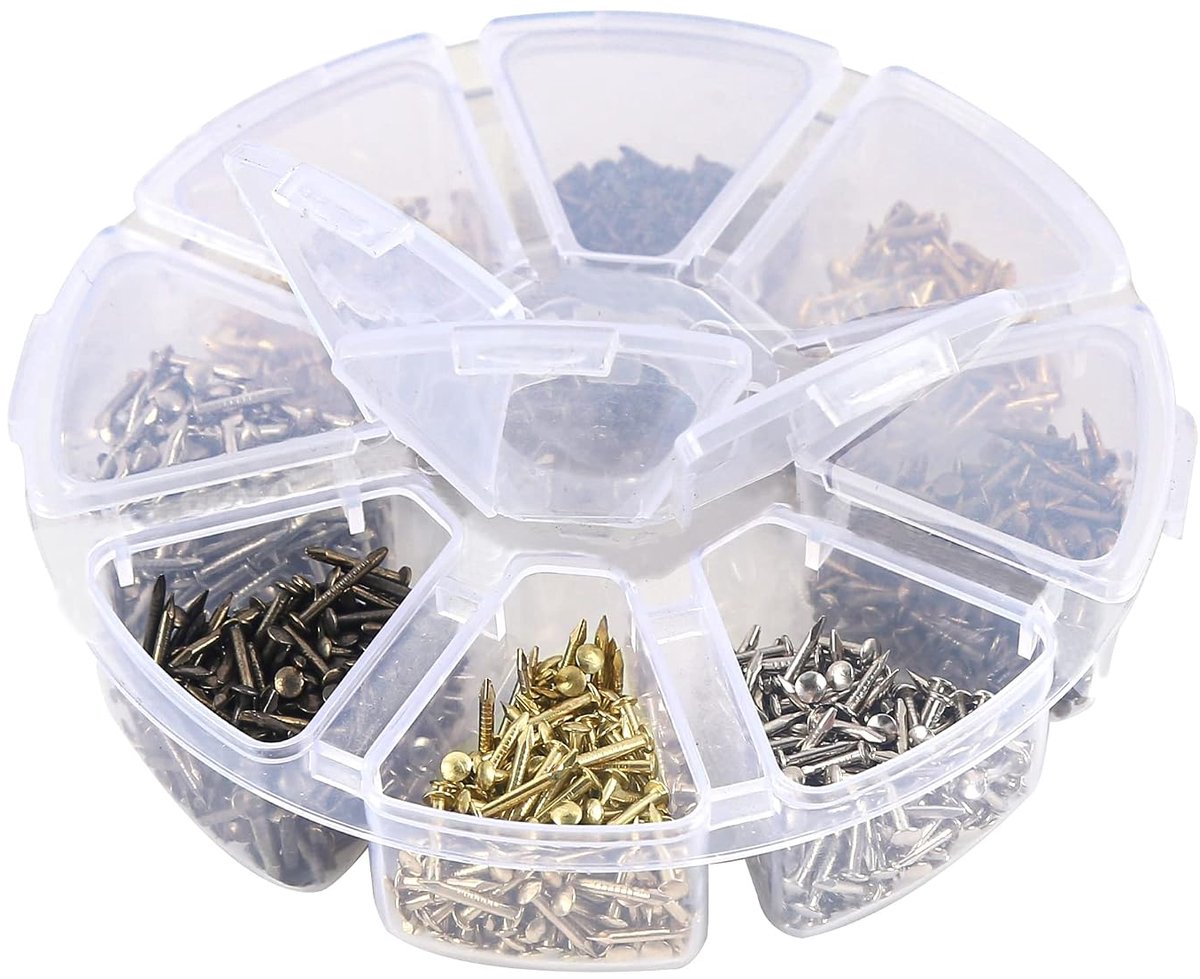 Nagelassortiment 1600 Stukken IJzeren Nagels Voor Foto's Ophangen Houtbewerking Doe-Het-Zelf Decoratieve Nagels Goud Zilver Zwart