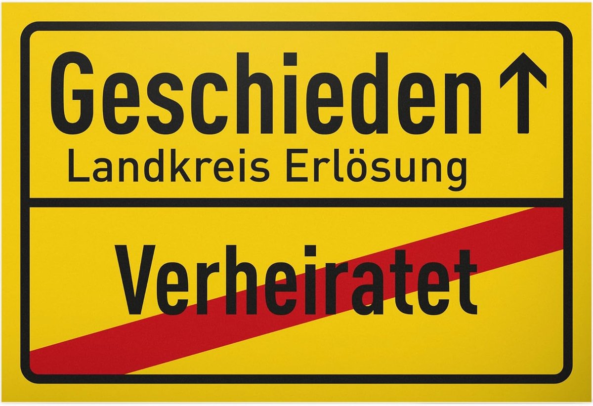 Geschieden - kunststof bord 30 x 20 cm - grappig cadeau-idee voor scheiding - spreuk teken scheiding party decoratie - grappig spreukenbord deurbord - feestdecoratie afscheid single