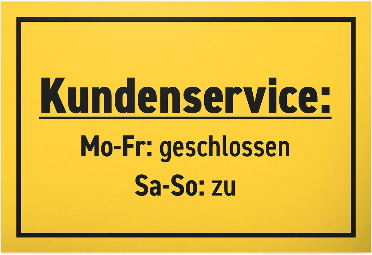 Klantenservice grappig - 30 x 20 cm kunststof bord kantoor winkel - wanddecoratie verjaardagscadeau spreukenbord deurbordje grappige spreuk - collega's vrienden cadeau deco cadeau-idee