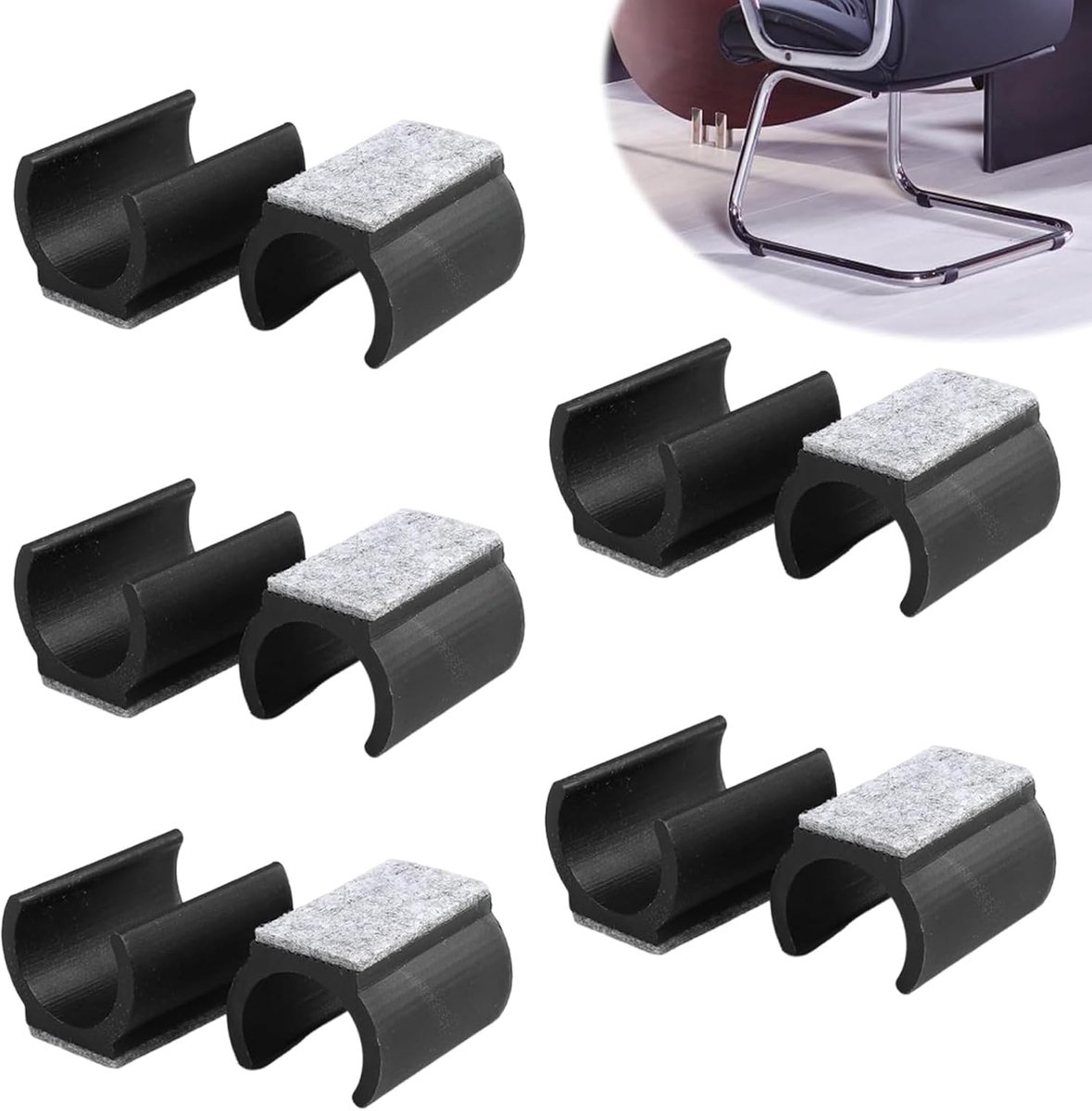 10 stuks Cantilever Silencer stoelpootbeschermers van siliconen, U-vormige voor meubelbuis, viltlussen, diameter 24-25 mm, bescherming voor de vloer, klem