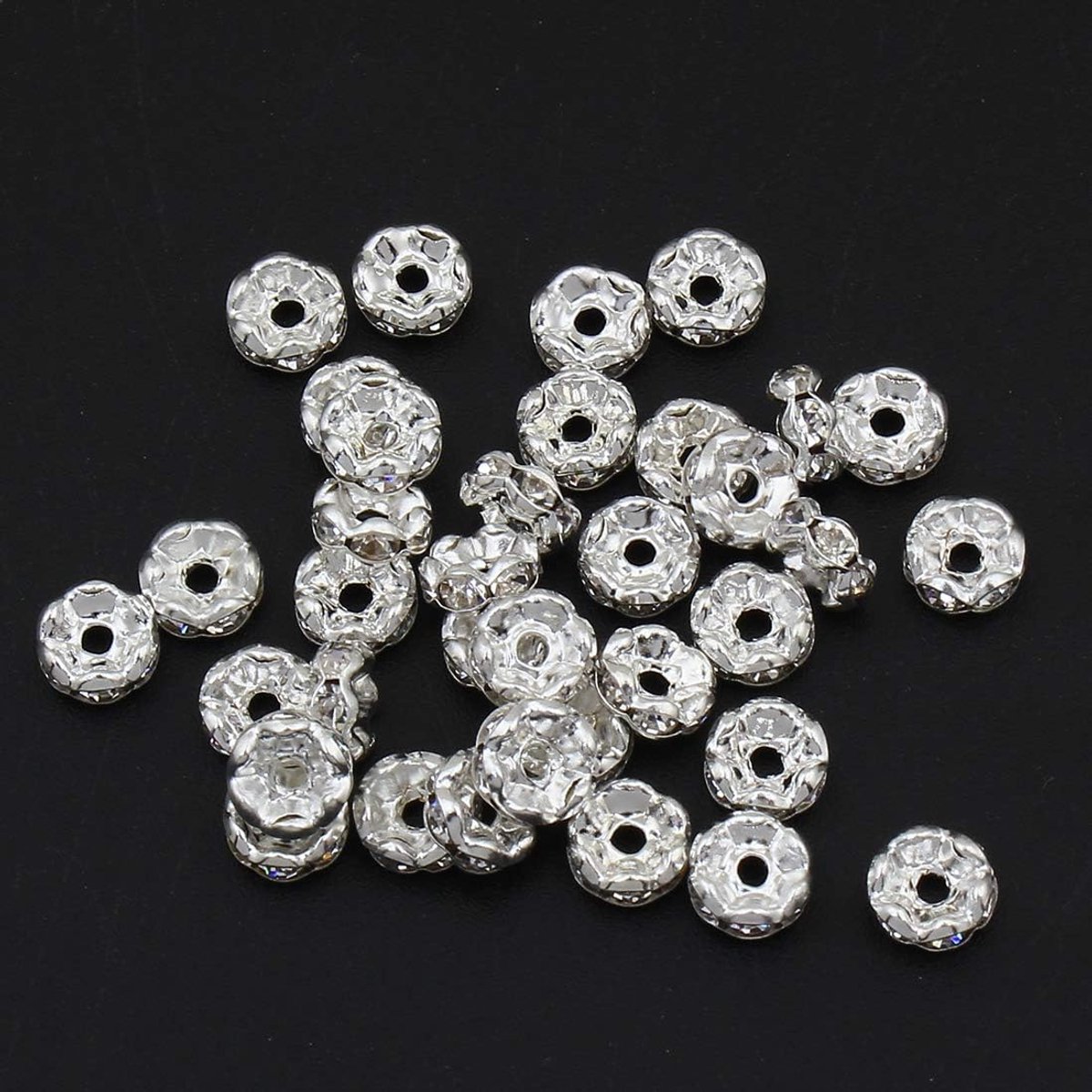 50 stuks kristallen strasssteentjes 6 mm rondelle spacer kralen golvend zilverkleur messing metaal A-kwaliteit