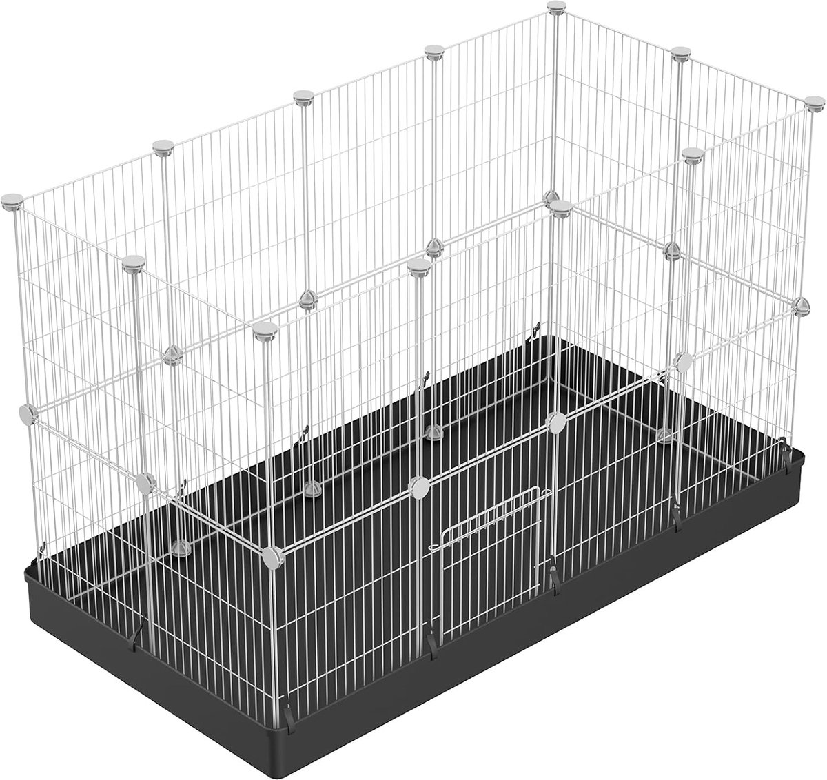 Doe-het-zelf box voor kleine dieren, huisdierbox met deur, konijnen- en caviakooi, puppy- en kattenbox, binnen en buiten, draagbaar metalen draad, tuinhek 43 x 32, 24 stuks