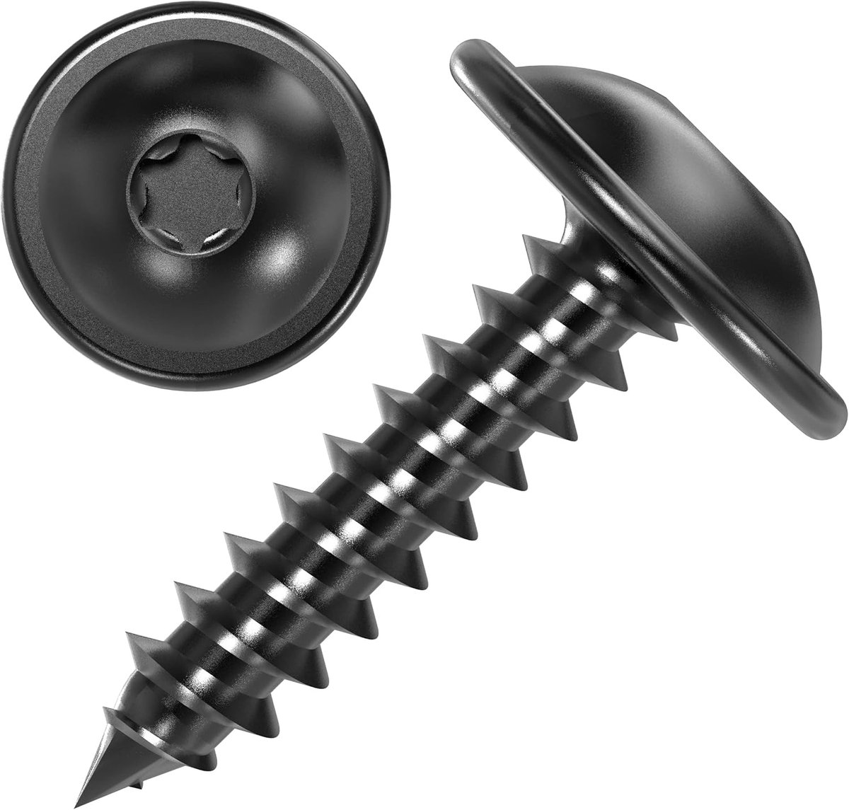 100 AUPROTEC plaatschroeven 4,8 x 25 mm plat hoofd met schijf Torx zwart gegalvaniseerd DIN 7049–4,8 x 25 mm, 100 stuks
