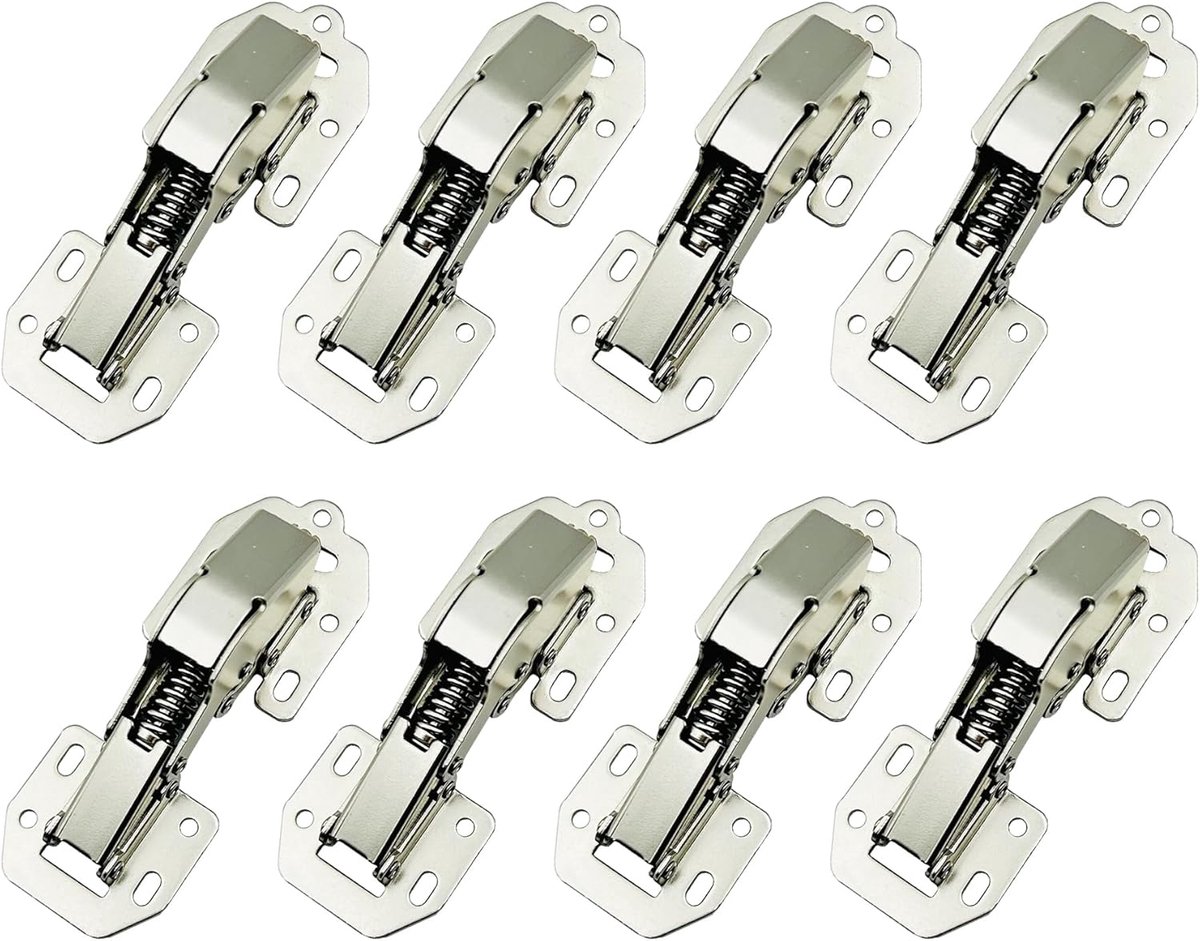 Zachte Sluiting Schroef Scharnier (4.5 Inch) met Veer 90° Stalen Scharnieren Zonder Pot Boren voor Keukenkast Kast Deur voor Volledig Opgelegd en Binnenliggend Deuren 8 Pcs