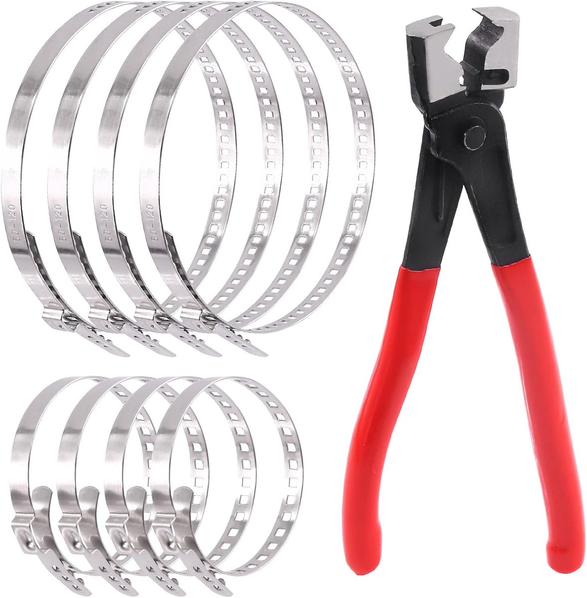 9-delige set zware multifunctionele slangklemtang met klein en groot assortiment roestvrijstalen CV-mofklemmen, knijpklemmen, Clic-R-kraagtang, verstelbare aandrijfas CV-mof voor de meeste