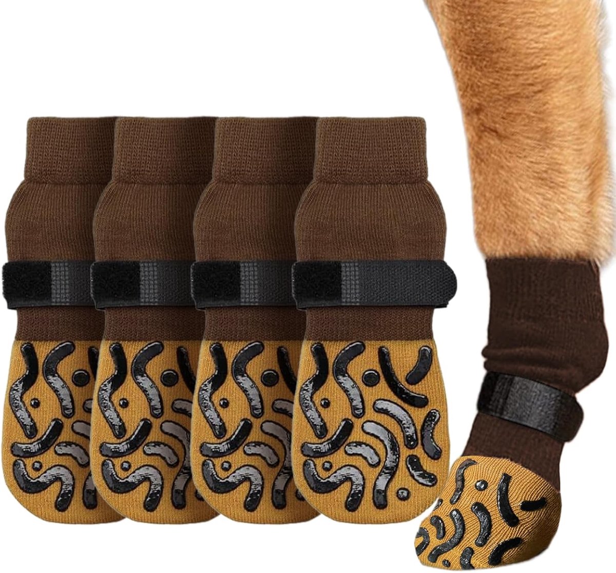 2 paar antislip hondensokken poten stoppen met likken, hondensokken met handgrepen, sterke tractie, verstelbare hondenpootbeschermers, hondengrip sokken voor puppy, hond, binnen, buiten,