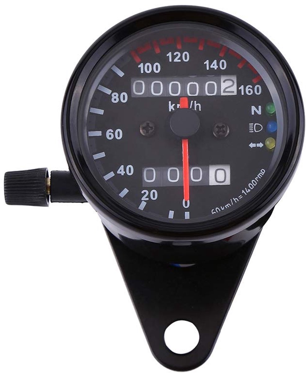 Kilometerteller, Universele Motorfiets Kilometerteller Manometer Signaal Dubbel Digitaal Display KM/H (Zwart)