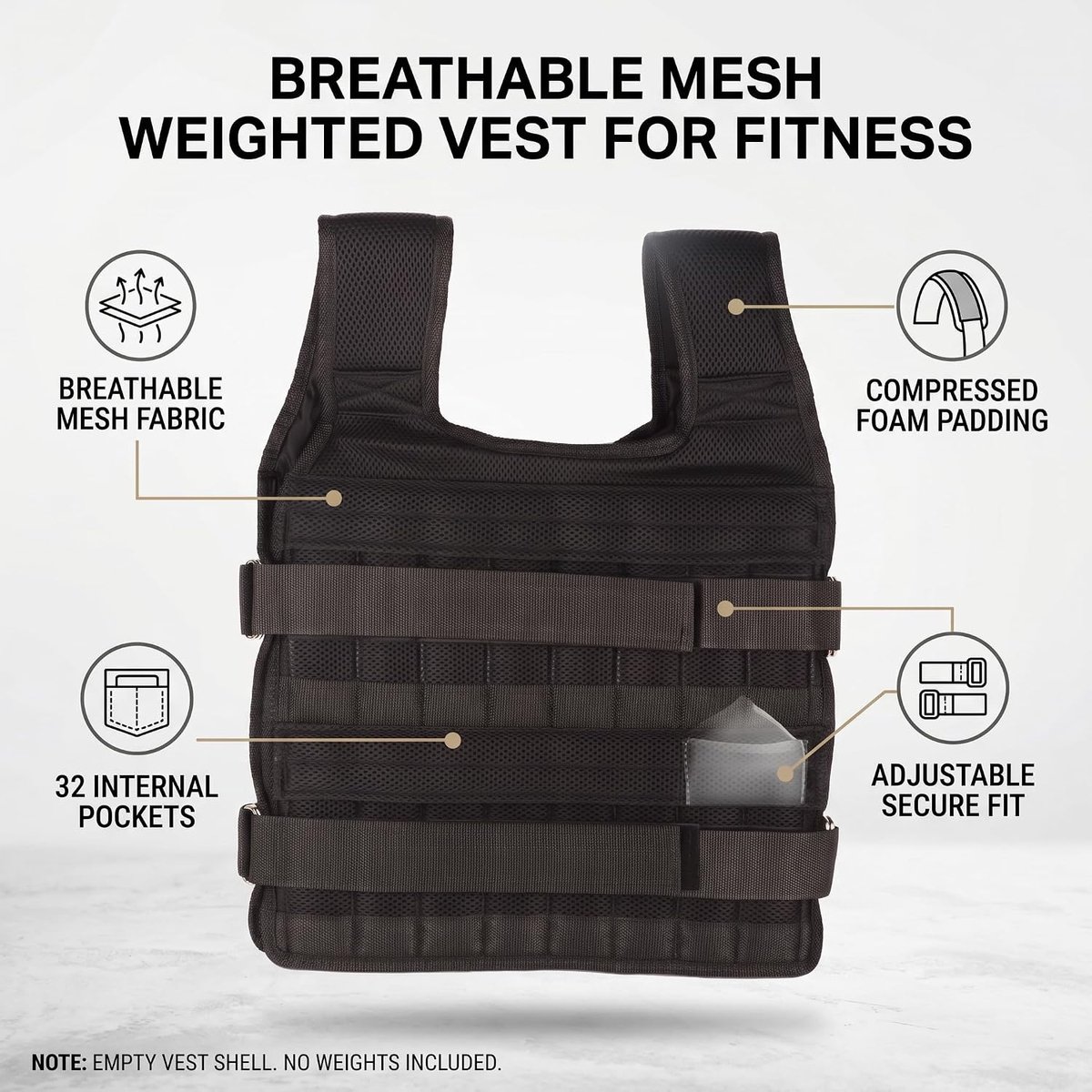 gewichtsvest, Oxford Cloth 50 kg gewichtsvest voor krachttraining