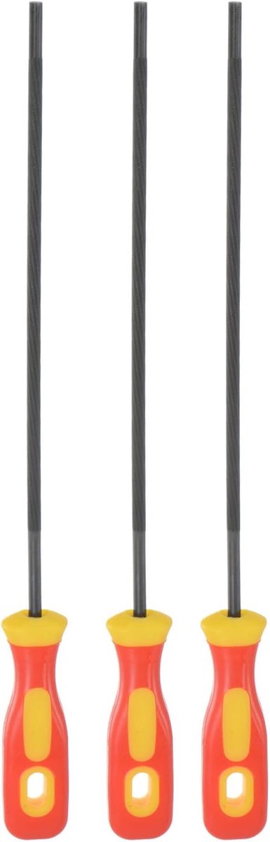 sourcing map 3 stuks kettingzagen, vijl, 3/16 inch (4,8 mm), hoog carbon, hard staal, rond, rasp met plastic handvat voor het polijsten van kettingzaag