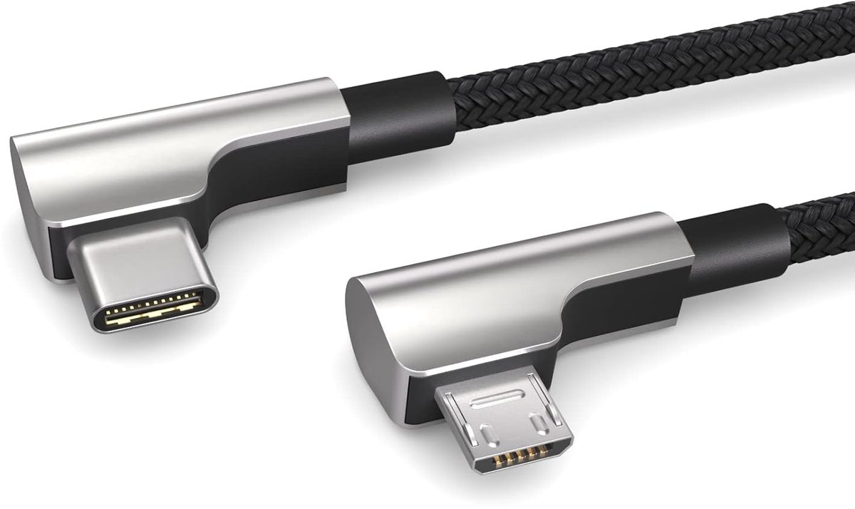 Image of 0,3 m USB C naar MICRO USBOTG-kabel, laadt micro USB-apparaten op, haakse stekker, datakabel, oplaadkabel, USB 2.0
