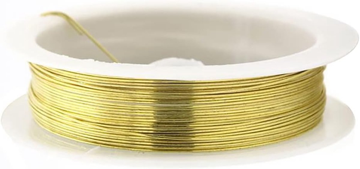 tooloflife Aanslagbestendige, blanke koperdraad, sieradendraad, rol voor knutselwerk, kralensieraden, 1,0 mm, goud