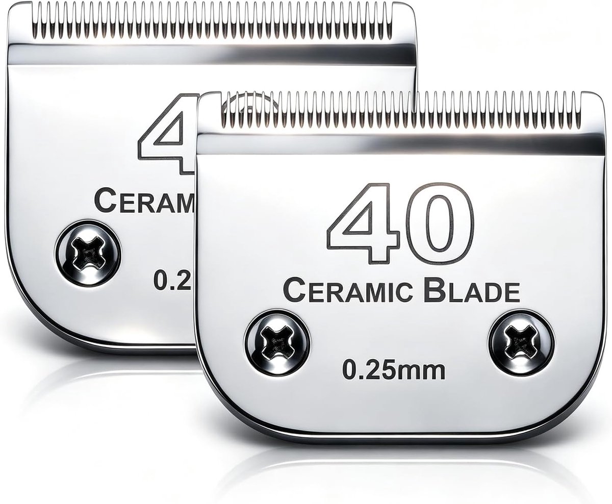 Mesjes voor hondenverzorging, compatibel met Andis, Oster A5, keuze Heiniger en Moser Max 50 tondeuses voor huisdieren, lemmet #40, snijlengte 1/100 inch, 0,25 mm