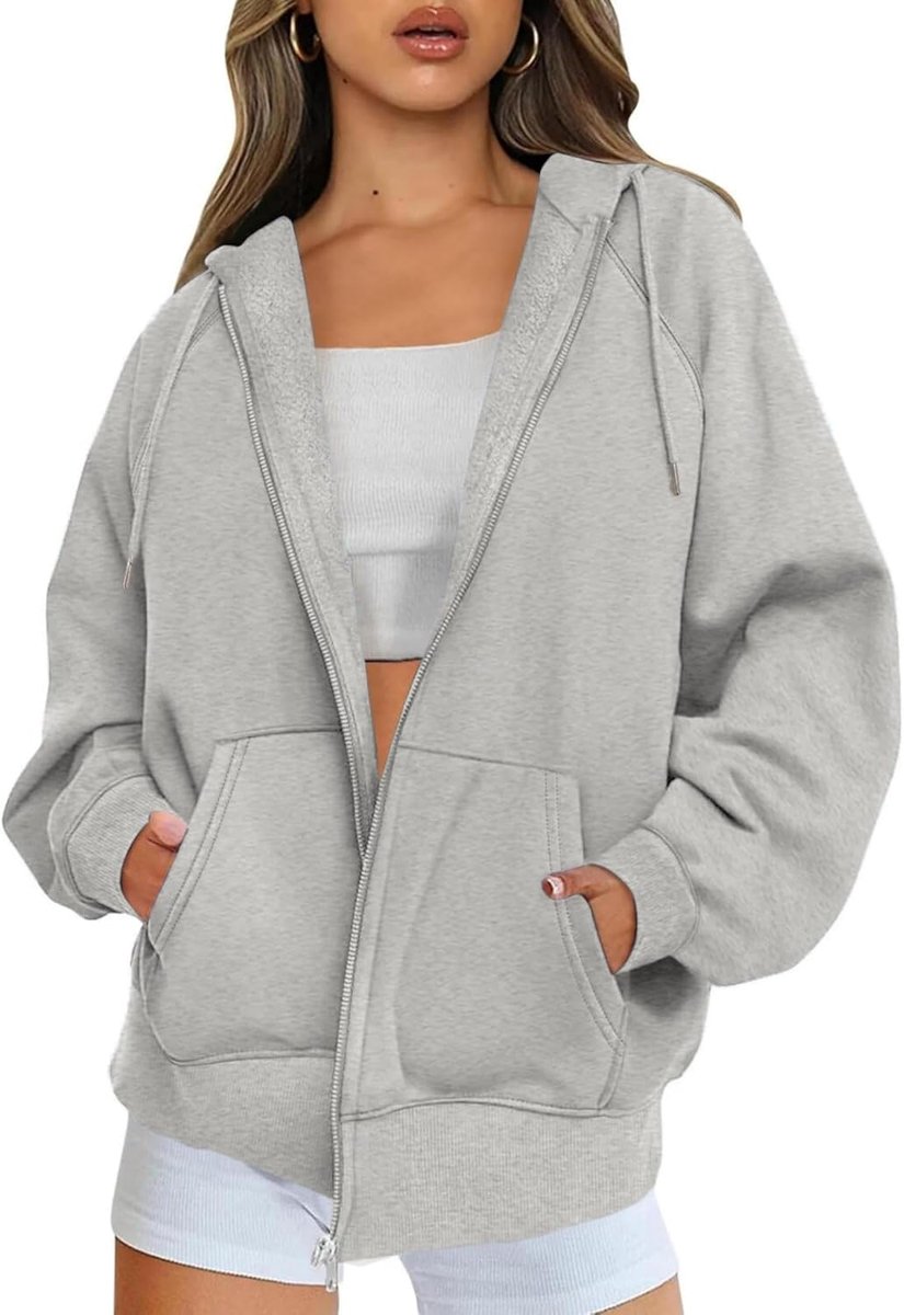 Y2k Hoodie met ritssluiting voor dames, lange mouwen, hoodie, sweatjack, oversized, ritssluiting, fleece, sweatshirt, effen, herfstjas, Y2k capuchontrui