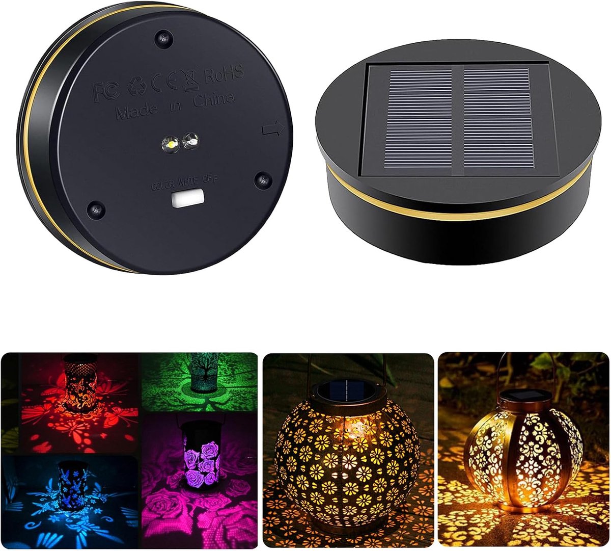 2 stuks reservelampen op zonne-energie, top 8 cm, reserveonderdelen met warm/witte led, 800 mAh batterijbox, tuin, led-zonnepaneel, vervanging voor zonnelampen lantaarndeksel, hangende lantaarns en