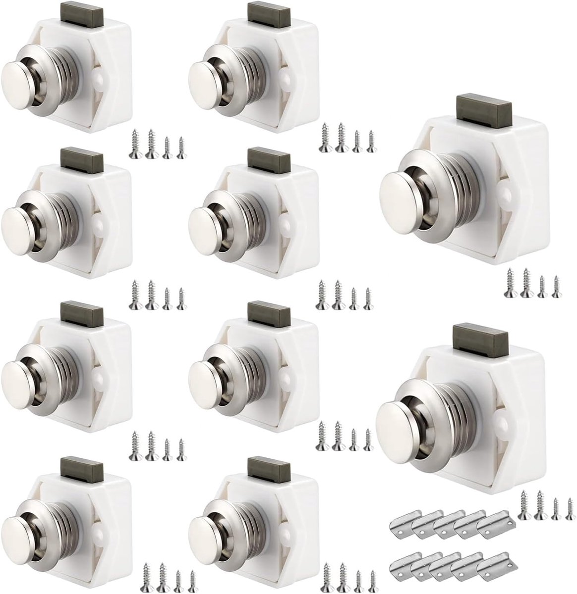 Sloten, met schroeven en impactplaat, voor campers, jachten, boten, caravans (wit)
