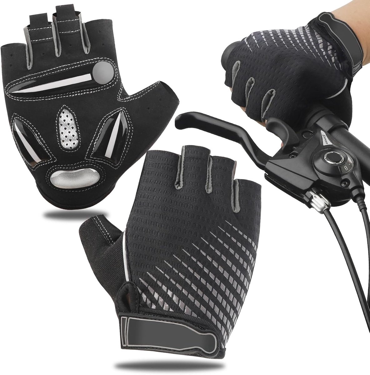 Handschoenen, halve vingers, zomer, fietshandschoenen voor mannen en vrouwen, stootvaste gel, ademend, comfortabel, antislip, geschikt voor motorfietsen, fietsen, MTB, sportschool