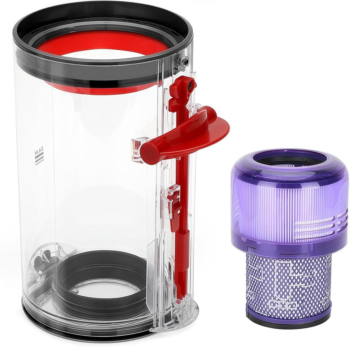 vervangende stofcontainer voor Dyson V10 SV12 SV13 SV27 stofzuiger, inclusief HEPA-filter, voor Dyson stofzuiger accessoires vervangstukken opzetstuk - Transparant en Betrouwbaar