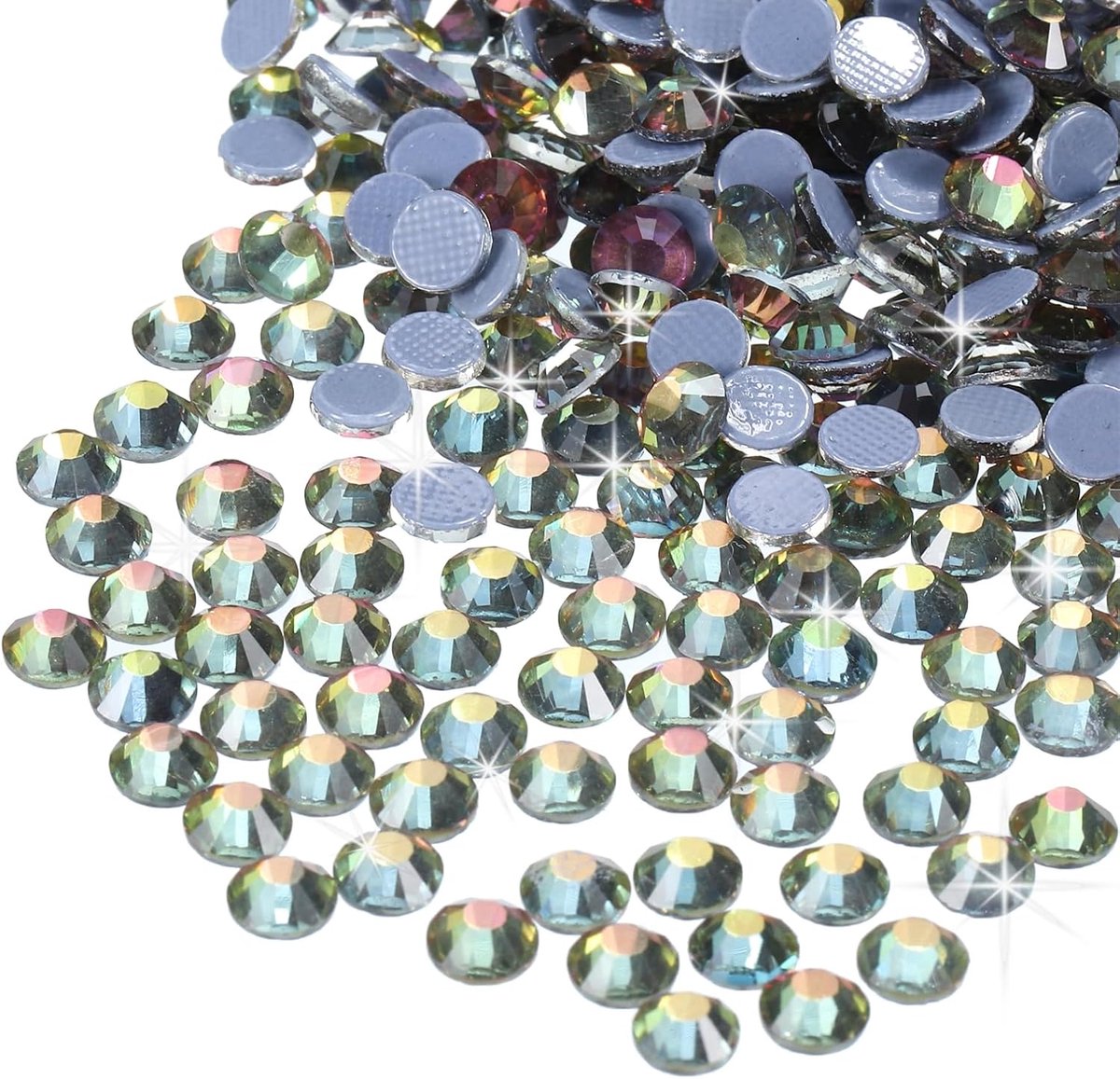 Strassteentjes, platte achterkant, kristalglas, edelstenen, kunst, strassteentjes voor knutselen, kleding, doe-het-zelfdecoratie, SS6, 2 mm, lichtwit, 2880 stuks