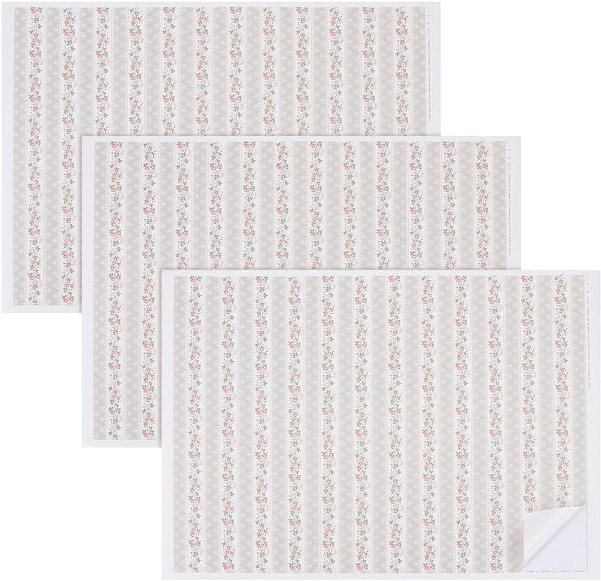 3 stuks miniatuur minihuis behang 1:12 gestreepte bloemen poppenhuis planken behang zelfklevend poppenhuis behang set mini DIY behang voor doe-het-zelf zandtafel bouwmodelbouw