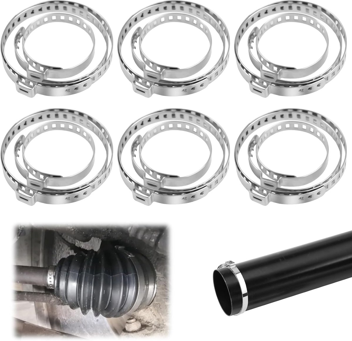12 Stuks CV Asmanchetten, 25-50 mm en 50-120 mm Instelbare Asmanchetten | CV-Slangklemmen, Roestvrij Staal CV Slangklem Set, Roestvrijstalen Slangklemmen, voor Homokinetische Gewrichten