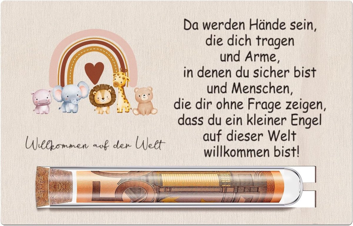 Verpakking voor geldcadeau, verpakking voor geboorte, baby, welkomstkaart voor meisjes en jongens, pasgeborenen, doopgeschenken met reageerbuis, wenskaart voor kinderen, babyshower
